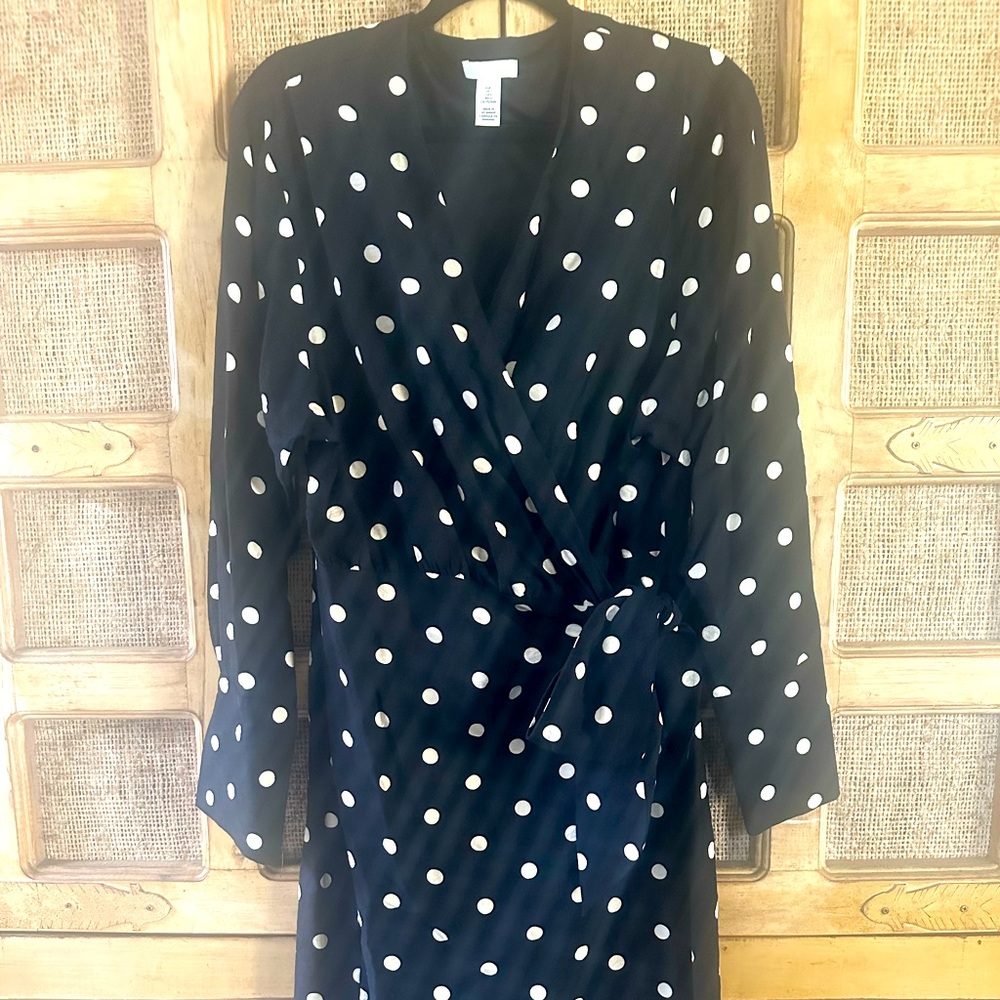 Black and white polka dot wrap dress never worn